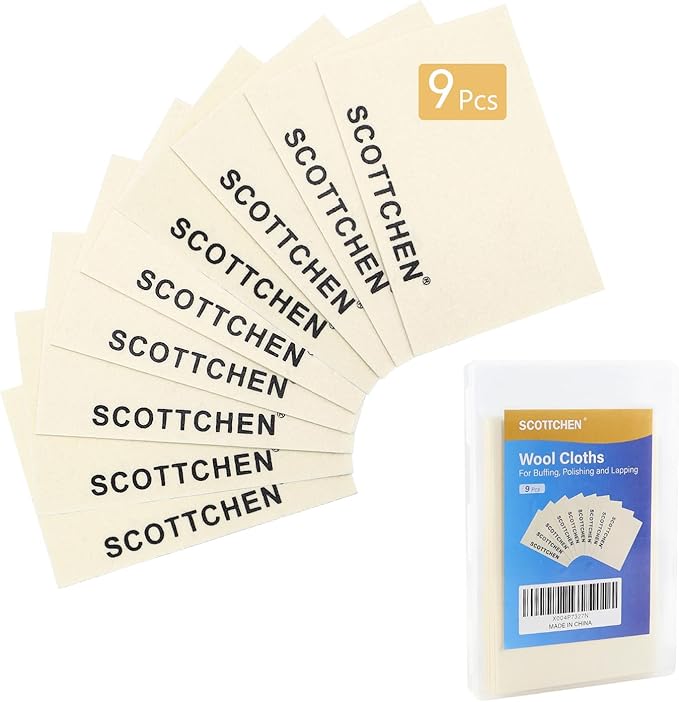 SCOTTCHEN 9Pcs Wool Cloths for Buffing,Polishing and Lapping, 6" x 4" x 1.55mm,Ideal for Lapidary, Jewelry,Glass,and Metalworking ect.