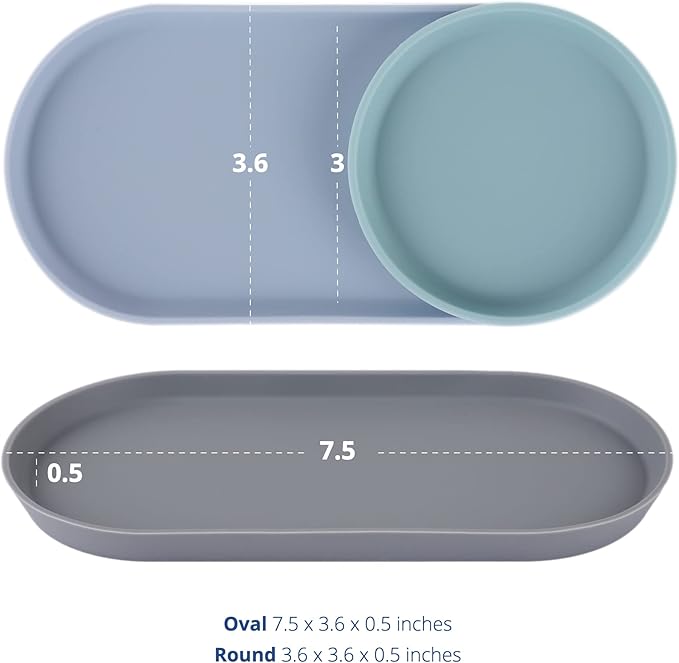 Blue Ginkgo Mini Silicone Trays – Set of 6 Easy-Clean Organizers for Bathroom, Kitchen, Desk, Vanity, and Cosmetics (Blue, Mint, Gray)