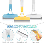 3-in-1 Window Squeegee with Sprayer – Professional Glass Cleaner Tool for Shower, Mirror, Car & Kitchen | Streak-Free Scraper with Ergonomic Handle & Large Capacity Bottle(Yellow + Blue + White)