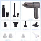 Car Vacuum Portable Cordless, 21000PA 4 in 1 Suck/Blow/Pump/Charger 120W Handheld Car Vacuum Cleaner and Air Duster, Brushless Motor Multi-Nozzles for Home Office Grey