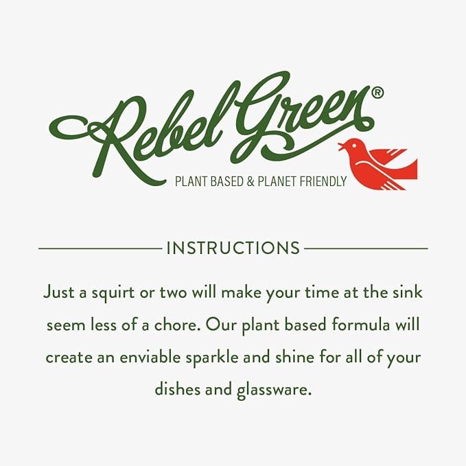 Rebel Green Super Deluxe Dish Soap - Natural Kitchen Dish Detergent - Gentle Dish Liquid Scented with Peppermint & Lemon - (1 Gallon Refill Bottle)