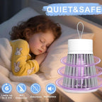 Bug Zapper Indoor Outdoor – Rechargeable Mosquito Zapper and Fly Zapper with UV Light, Portable Insect Killer Trap with Safety Grid, USB Powered for Camping, Home, Garden, Picnic