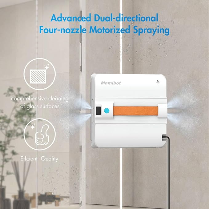 Mamibot W120-DP Window Cleaning Robot for High-Rise Glass - 3200Pa Strong Suction, Multiple Cleaning Modes,4 Water Spray Nozzles,Edge Detection Technology,App&Remote Control(Grey)