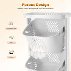 3 Tier Rolling Laundry Basket, Stacked Laundry Basket Organizer, Free Standing Portable Storage Baskets, Rolling Laundry Hamper Cart with 4 Wheels for Clothes, Toiletries, Snacks
