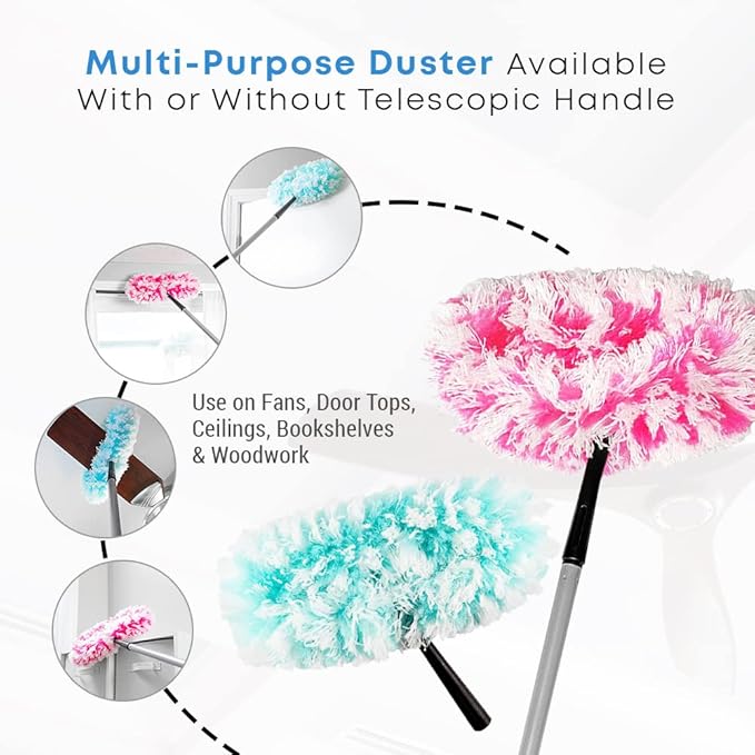 Fuller Brush Fuzzy Fan Duster – Dust & Clean Ceiling Fans, Walls, Woodwork – Polystatic & Microfiber Grabs & Holds Dust, Lint, Cobwebs & Dirt - Fan Duster Head Only (Pink)