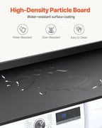 VEVOR Washer Dryer Countertop with 3 Splicing Panels, 54" x 27" Wooden Washer and Dryer Countertop with Non-Slip Pads, Water-Resistant Laundry Topper for Laundry Room Organization and Storage, Black