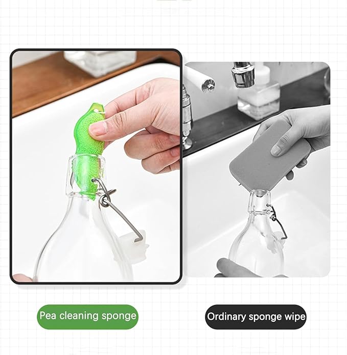 3 Pcs Green Multipurpose Bean Shaped Sponge Set, Heat Resistant Bottle and Internal Cleaning Sponges, Reusable entreprises Bottle Cleaning Tools, Household Cleaning Sponges
