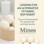 Natural Wool Dryer Balls | Reusable Natural Fabric Softener | Reduces Wrinkles & Drying Time | Large Dryer Balls is a Better Alternative to Plastic Balls and Liquid Softener| Saves Energy (Pack of 6)
