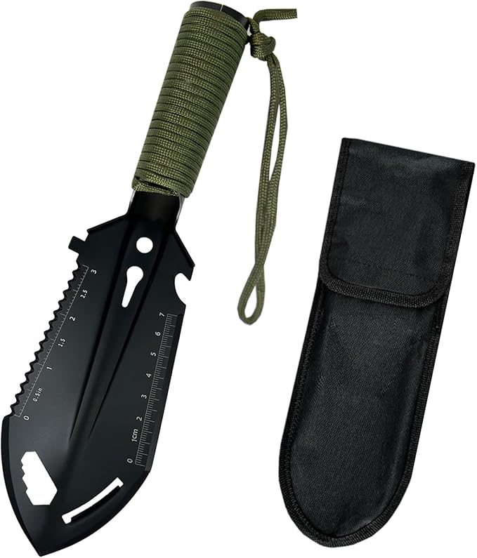 2 Pack Samll Survival Shovel, 9 in 1 Mini Camping Shovel, Ultralight Backpacking Trowel Shovel, Backpacking Gear for Hiking, Camping and Survival Bags (Black)