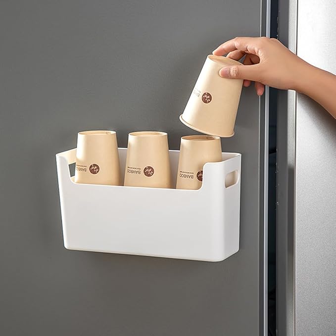 2 Pack Cabinet Organizer Storage, Adhesive Over Cabinet Door Organizer, No Drilling Space Saver Plastic Storage Containers Multi-Use for Kitchen Bathroom Office Bedroom, Translucent