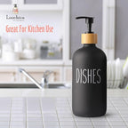 Black Glass Kitchen Soap Dispenser, Detergent Dispenser or Dish Soap Dispenser for Kitchen Sink, Black Soap Dispenser, Modern Farmhouse Decor Dish Soap Pump for Kitchen Organization