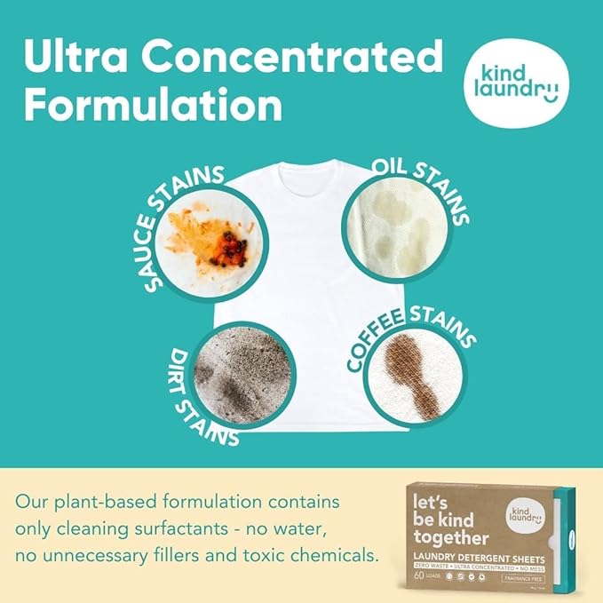 KIND LAUNDRY Detergent Sheets (Ocean Breeze and Unscented) - Washer Soap Strips, Plant Based Liquidless Formula, Zero Waste, Biodegradable, Great for Travel, Camping