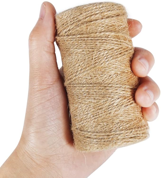 Tenn Well Natural Jute Twine, 656 Feet 1mm Thin Rustic Twine String for Arts & Crafts, Gift Wrapping, Gardening, Wedding, Halloween Decor, Christmas Ornaments (2PCS X 328 Feet)
