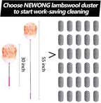 5PCS Extendable Lambswool Duster with 35-55 Inch Adjustable Aluminum Handle,Feather Duster Static Electricity Dust Adsorption, Reusable Cleaning Tool for Home, Car, Office, Ceiling, Furniture