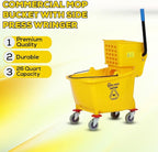 Simpli-Magic 79358 Commercial Mop Bucket with Side Press Wringer, 26 Quart, 14.75"L x 12.95"W x 19.95"H, Yellow