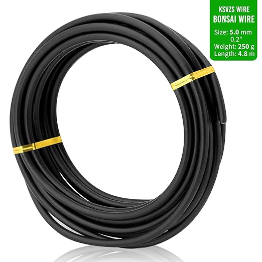 Black-5.0-Anodized Aluminum Bonsai Training Wire 250g Large Roll,Many Size to Choose,KSVZS Bendable Metal Wire for Crafts,Sculpting,Armature and Daily Use,Necessities for Family