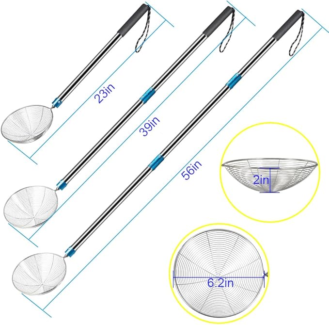 Stainless Steel Beach Sand Sifter, 49.5in Long Beach Sifting Sand Connectable Pole Sets with Scoops, Baskets, Mesh Bag, for Picking Up Shells Shovels Shark Teeth