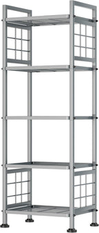 GIOTORENT 5-Wire Standing Storage Shelf, Metal Shelving Unit Pantry Rack for Laundry Kitchen Bathroom Organizer(Silver)