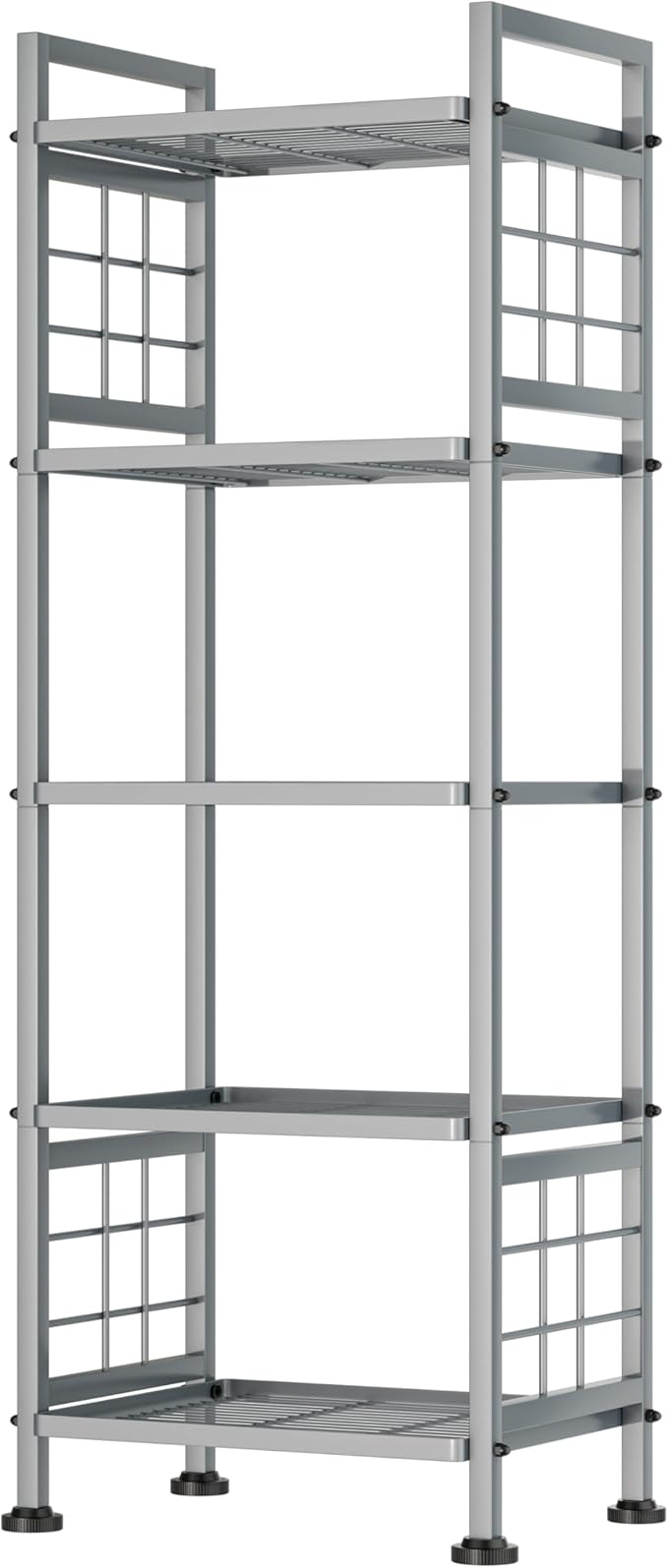 GIOTORENT 5-Wire Standing Storage Shelf, Metal Shelving Unit Pantry Rack for Laundry Kitchen Bathroom Organizer(Silver)