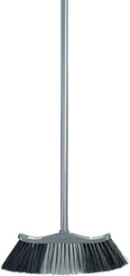 Superio Set of Grey Broom and Matching Dustpan Broom Has a 48” Handle, Durable Plastic Dustpan with Comfort Grip Handle