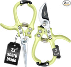 Modern Sprout Hand Pruners & Shears Set - Lightweight Gardening Tools W/Easy Lock - Sharp Carbon Steel Blades -Rust Resistant Scissors for Herbs, Flowers - Reusable Holster - Chartreuse
