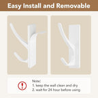 pickpiff White Self Adhesive Coat Hooks for Hanging: 13LB Extra Strong Stainless Wall Hook for Towel, Utensil, Backpack, Hat, Sturdy Metal Hanger for Bathroom, Kitchen, Door, 6 Pack