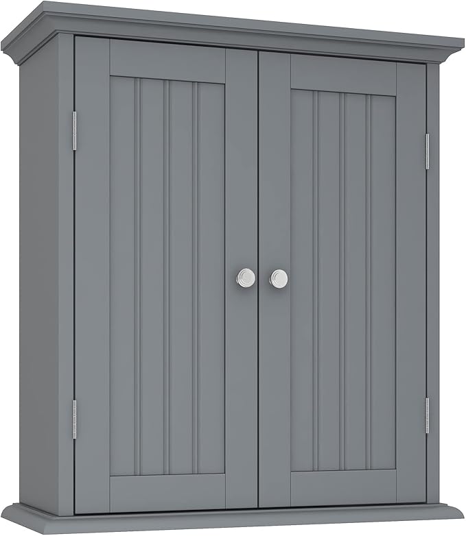 ChooChoo Bathroom Wall Cabinet, Over The Toilet Space Saver Storage Cabinet, Medicine Cabinet with 2 Door and Adjustable Shelves, Cupboard, Navy Blue