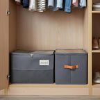 Shoe Organizer for Closet, Foldable Shoe Storage Organizer Containers with Clear Cover, Space Saving Shoes Holder with Handles, Gray (2, Large)