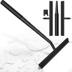 Upgraded 2 in 1 Extendable Shower Squeegee for Glass Doors, 2 Squeegee + 1 Extension Pole 23.5-97 cm Window Cleaner Squeegee for Window Cleaning for Home Cleaning, Glass Door, Tile Wall, Car