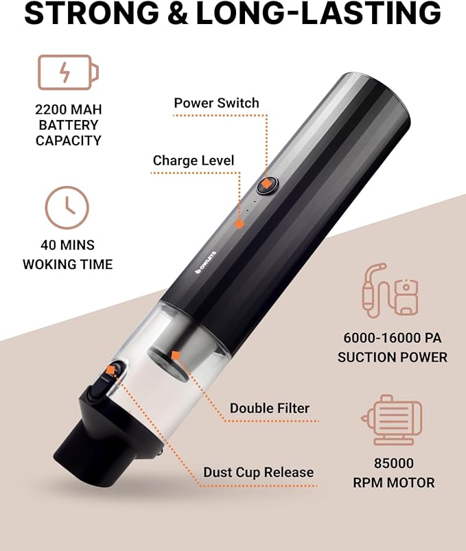 Portable Car Vacuum Cleaner (Hard Black)