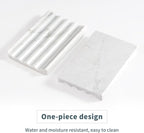 2 Pcs Soap Holder for Bathroom, Marble Soap Dish for Kitchen Countertop, Bathroom Tray with Creative Wavy Design, Soap Saver for Bath Tub, Sponges, Italian Natural Stone(Bianco Carrara)