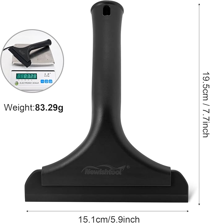 NEWISHTOOL Bathroom Shower Squeegee 5.9 Inch Soft Silicone Blade for Shower Glass Door Mirrors, Car Windshield, Kitchen Countertops Cleaning and Water Removal with Hanging Hole