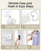 Handheld Steamer for Clothes, 1200W Foldable Travel Steamer, 20 Sec Preheat Garments Wrinkle Remover, 120V Portable Hand Iron with 150ml Water Tank, Clothes Steamer for Home Travel-White