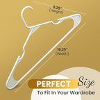Our Modern Space 50 Pack Adult Plastic Hanger for Shirt Pants Coats Dresses Skirts Suits Jackets - Standard Thick Coat Hanger - Sturdy & Durable Design with Shoulder Grooves Hook - White