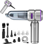 Car Vacuum Portable Cordless 20000pa High Power 4-in-1 Handheld Vacuum Cordless Rechargeable, Portable Vacuum with 3 Reusable Filter, Small Vacuums for Car Home Office & Pet(Silver Purple)
