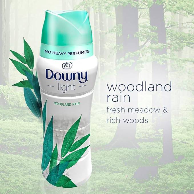 Downy Light Laundry Scent Booster Beads for Washer, Woodland Rain, 20.1 oz, with No Heavy Perfumes