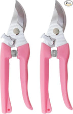 Pruning Shears for Gardening, 2 Pack Garden Scissors for Cutting Fresh Flowers, Floral Clippers for Plants, Fruits (Pink)
