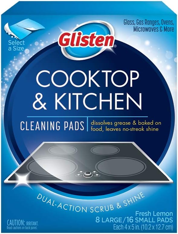 Glisten GC0608T Cooktop & Kitchen Cleaning, 8 Large/16 Small Pads Per Box, 5 Pack
