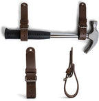 Leather Wall Hanging Straps, Set of 2, Buckle Closure for Axes, Hatchets & Tools, Heavy Duty Tool Hangers, Garage Storage Organization, Axe Mount Holders, Organizer Hooks