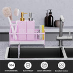 Cisily Dish Soap Dispenser, 12 fl oz Kitchen Soap Dispensers with Sponge Holder, Gold and Silver Pump Pink Glass Kitchen Soap Dispenser Set, Hand and Dish Soap Bottle Set, Pink Decor Accessories