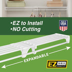 EZ Shelf - DIY Expandable Closet Shelf (NO Hanging Rod) - 40.5” to 73” - White - Easy to Install to 2 Sidewalls -(EZS-SW72)- Wire Closet Shelving Alternative