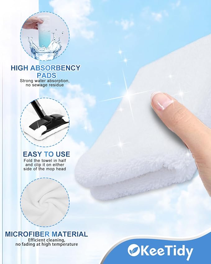 Washable Microfiber Cloths Steam Cleaner Pads Compatible with Dupray Neat Steam Cleaners Accessories Steamer Mop Cleaning Pads, 8 Pack