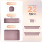 A-LuGei 【𝟮𝟮𝗣𝗖𝗦】 Plastic Lilac Desk Drawer Organizer, Bathroom Organizers and Storage, Makeup Organizer, Organization and Storage Bin Container for Vanity Office Utensils Tool Pantry Cosmetic