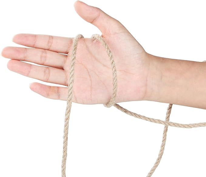 Natural Jute Rope 4mm x109 Yard 3 Strand, ZUEXT Handmade Jute Twine String,Burlap Hemp Rope for Artworks Gardening Bundling Camping DIY Crafting Knitting Plant Hanger Gift Wrapping Decor(100m)