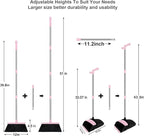 Pink Broom with Dustpan Combo Set, 51" Long Handle Household Cleaning Tool, Ideal Broom and Dustpan Set for Pet Hair and Home Use