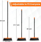 4 PK Soft Bristle Push Brooms for Sweeping Indoor/Outdoor Heavy Duty Commercial Broom for Shop Restaurant House Broom for Garage Kitchen Hardwood Tile Floor Cleaning