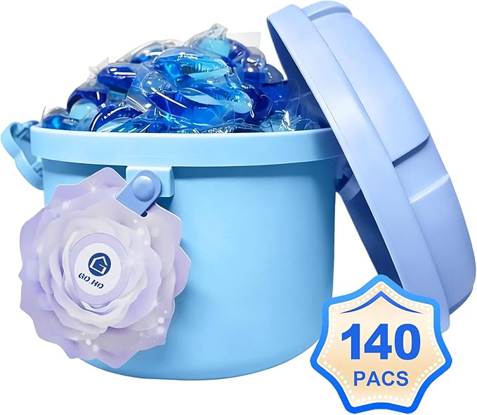 140-Count Laundry Detergent Pacs, 5-in-1 Powerful Clean, Stain Remover, Color Protector, Fabric Care, Deep Hygienic Clean, HE Compatible