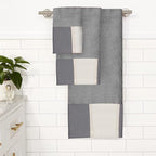 Zahari Home Modern Line Bathroom Towel Set - 3 Piece Set, Modern Design, Luxury Gray Towels