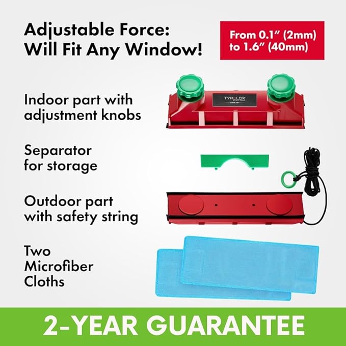 Tyroler Magnetic Window Cleaner Tool | The Glider D4 Double-Sided Window Cleaner Tool Fits Windows 0.1"-1.6" Thick | Magnet Window Cleaner | Magnetic Glass Cleaner | limpiador de ventanas magnetico