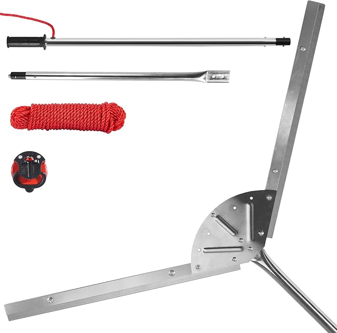 Lake Weed Cutter, 37" Lake Rake Aquatic Pond Plant Cutting Tool，Pond Rake with 3 Adjustable Cutting Angles, 30ft Thicker Rope, Sharp Blades Shear Cattail, Reed, Phragmites Lilly & Chara Algae